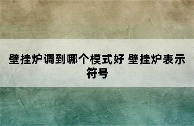 壁挂炉调到哪个模式好 壁挂炉表示符号